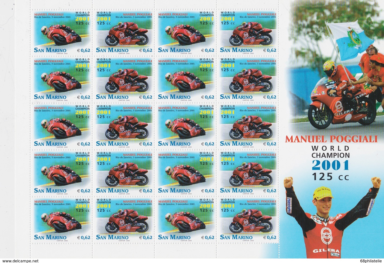 SAN MARINO 2001 BLOC MANUEL POGGIALI  THEME MOTO - Blocks & Kleinbögen