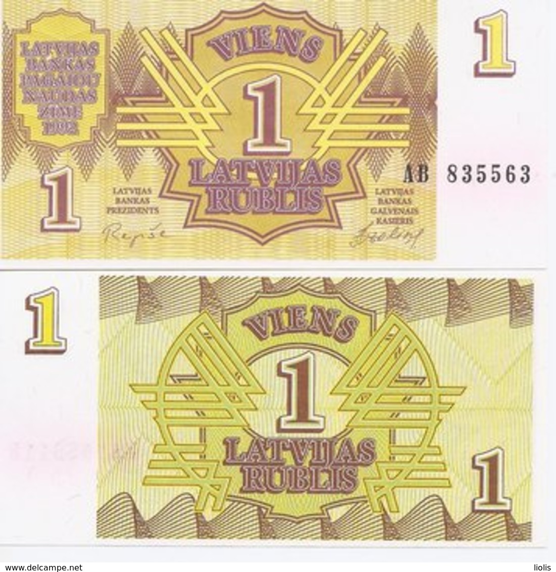 Latvia P-35  1 Rublis  1992  UNC - Letonia