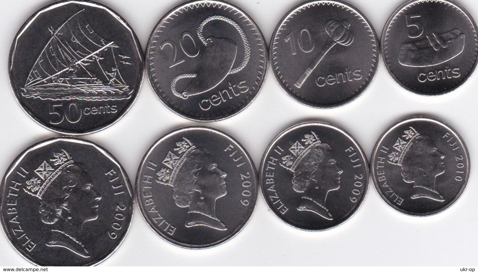 Fiji - Set 4 Coins 5 10 20 50 Cents 2009 - 2010 UNC Ukr-OP - Figi