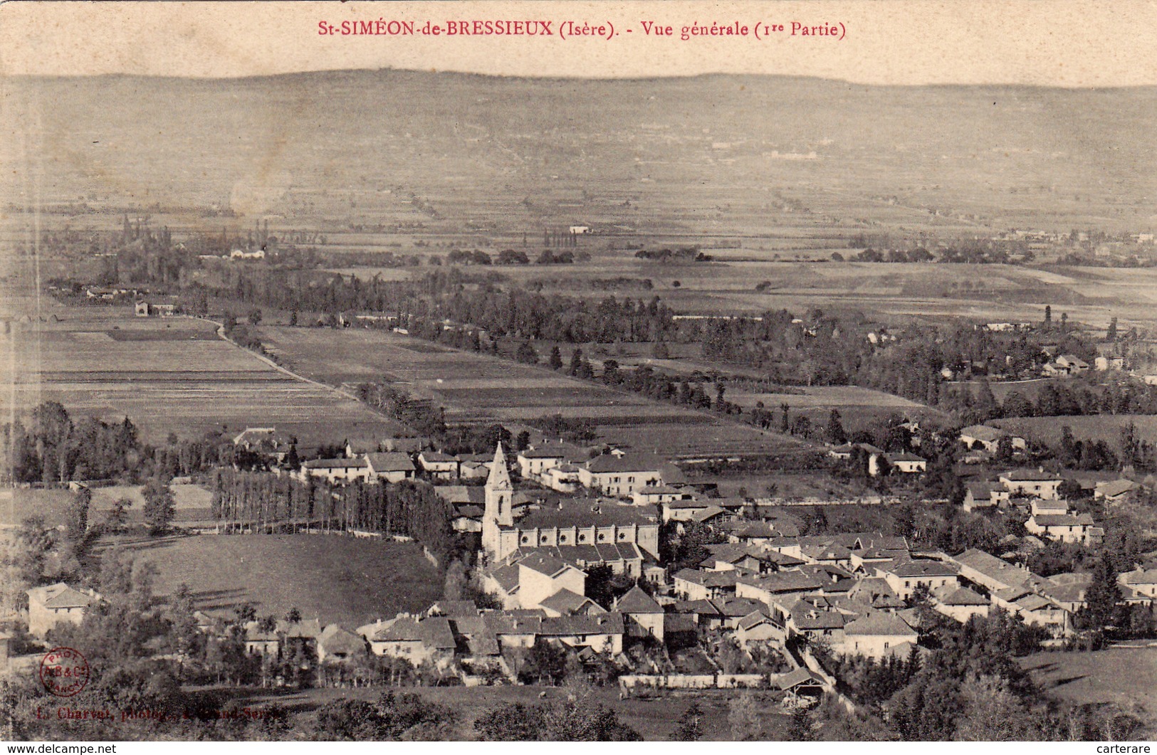 Cpa,isère,vue Aérienne De Saint Siméon De Bressieux En 1905,prés De Chatenay,marnans,virivill E,rare Ed Charvat,38 - Bressieux