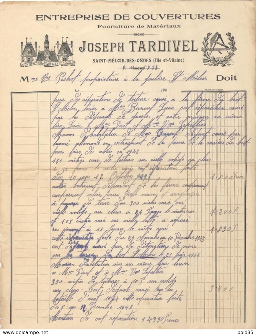 35. Saint-Méloir Des Ondes. Joseph Tardivel. Enterprise De Couvertures - 193x  - VR_SM_Ver3 - 1900 – 1949
