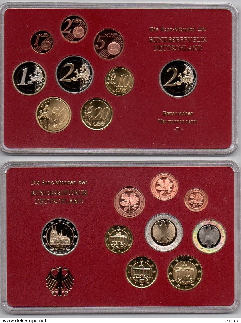 Germany - 1 2 5 10 20 50 Cent 1 2 2 Euro 2011 D UNC Set 9 Coins In A Case Ukr-OP - Duitsland