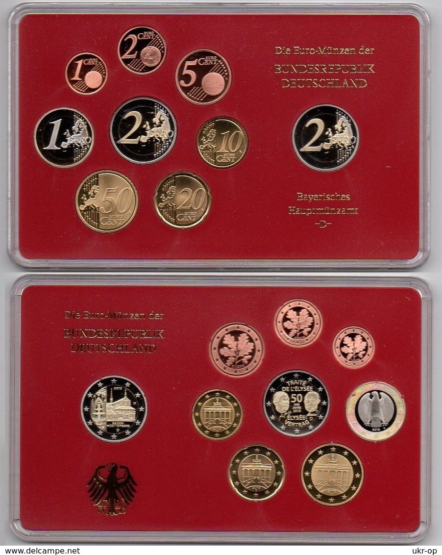 Germany - 1 2 5 10 20 50 Cent 1 2 2 Euro 2013 D UNC Set 9 Coins In A Case Ukr-OP - Germany