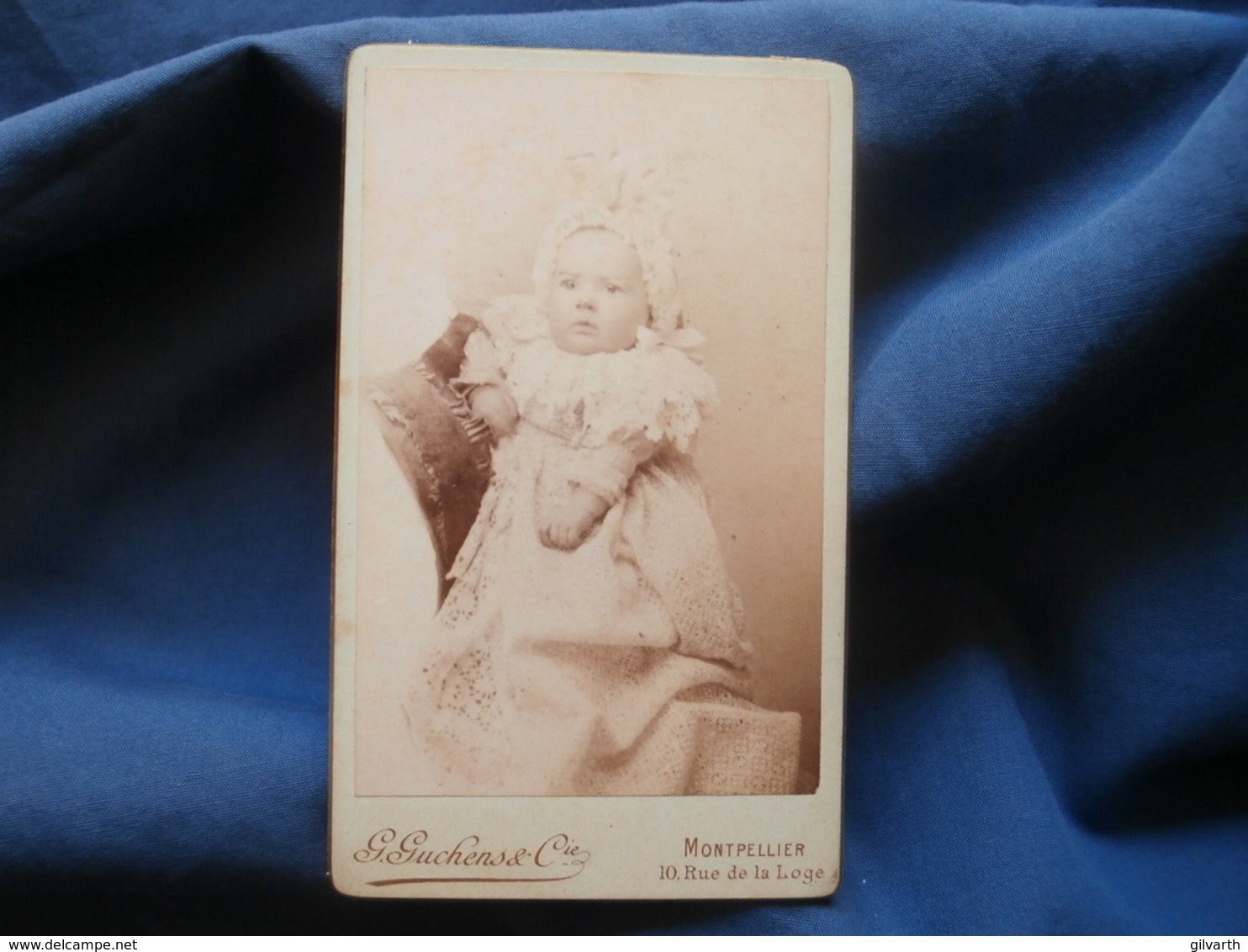 CDV Photo Guchens à Montpellier - Bébé Poupon à La Charlotte Vers 1890 L378 - Old (before 1900)