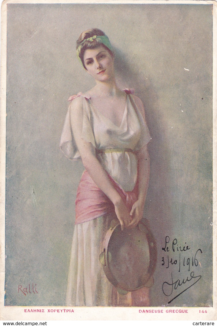 Greece,1916,danseuse Grecque,athènes,le Pirée,athènes,art, Beauté,danseuse Avec Instrument De Musique Douce,autographe - Greece