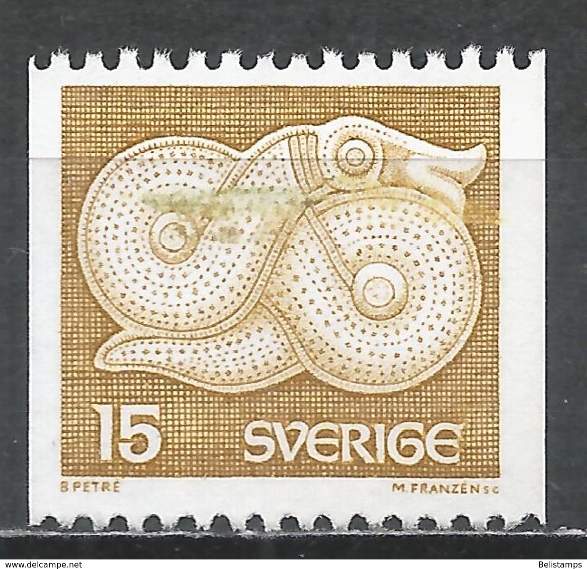 Sweden 1976. Scott #1173 (M) Coiled Snake, Bronze Buckle * - Neufs