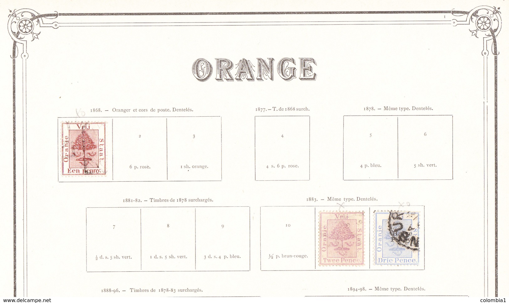 ORANGE Colonie Anglaise Timbre Sur Feuille D Album - État Libre D'Orange (1868-1909)