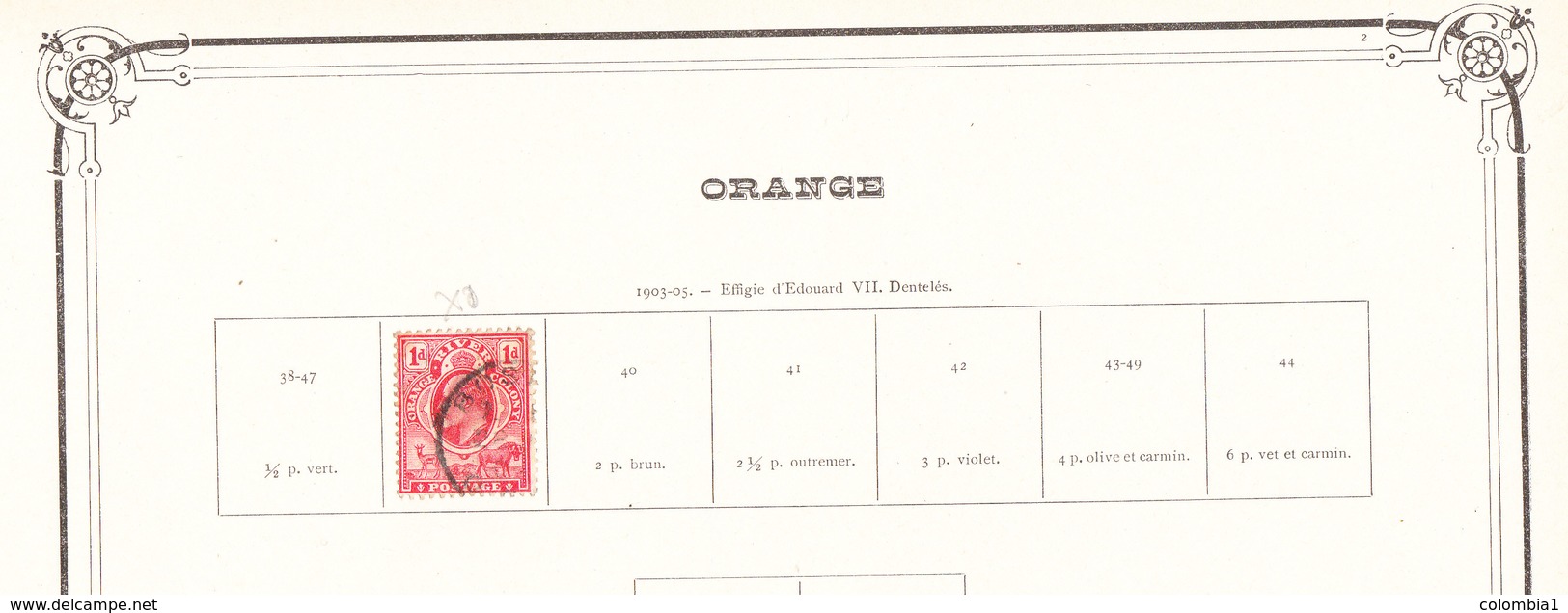 ORANGE Colonie Anglaise Timbre Sur Feuille D Album - État Libre D'Orange (1868-1909)