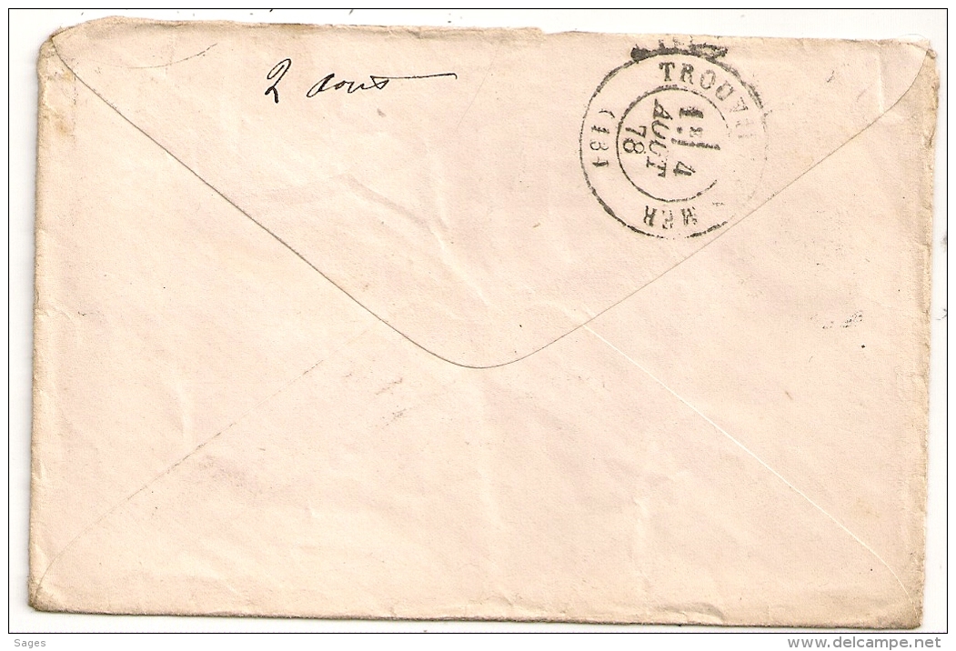 PARIS GROS CAILLOU Sur Enveloppe Au Type SAGE Pour TROUVILLE SUR MER. - 1877-1920: Semi Modern Period