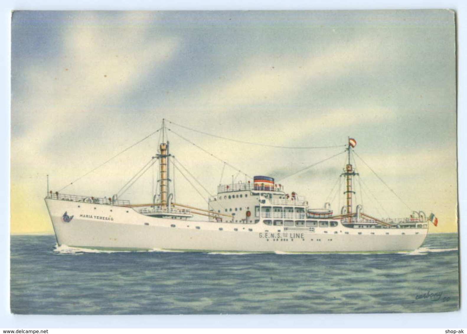 U514/ G.E.N.S. Line Dampfer Maria Terersa G.  Handelschiff  AK 1950 Italien - Commerce