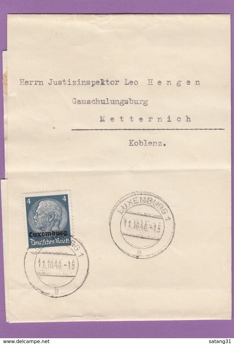 ZEITUNGSBANDSTREIFEN AN EINEM JUSTIZINSPEKTOR IN DER GAUSCHULUNGSBURG IN METTERNICH,1940. - 1940-1944 German Occupation