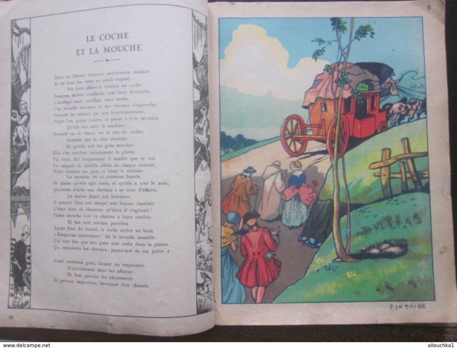 LES FABLES DE LA FONTAINE TEXTES & IMAGES en CHROMOS ANCIEN LIVRE JUNIOR A COLORIER-100 PAGES-FAIRE DÉFILER LES SCANNS