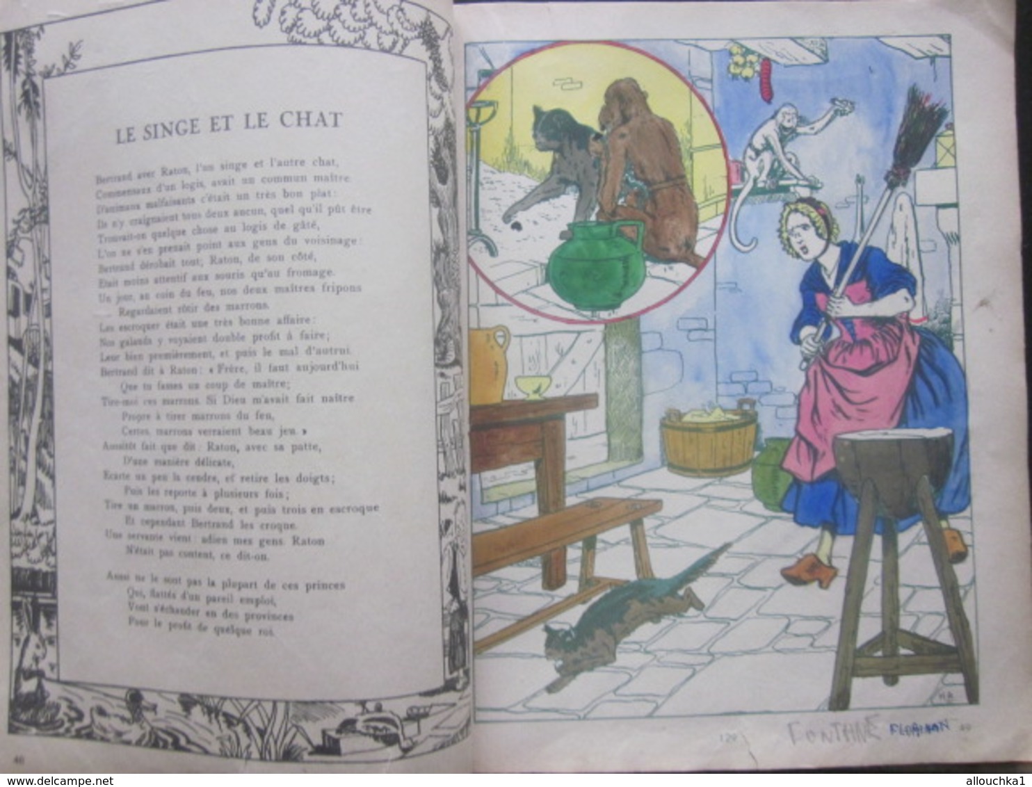 LES FABLES DE LA FONTAINE TEXTES & IMAGES en CHROMOS ANCIEN LIVRE JUNIOR A COLORIER-100 PAGES-FAIRE DÉFILER LES SCANNS