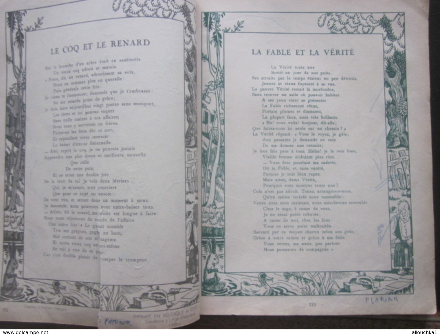 LES FABLES DE LA FONTAINE TEXTES & IMAGES en CHROMOS ANCIEN LIVRE JUNIOR A COLORIER-100 PAGES-FAIRE DÉFILER LES SCANNS