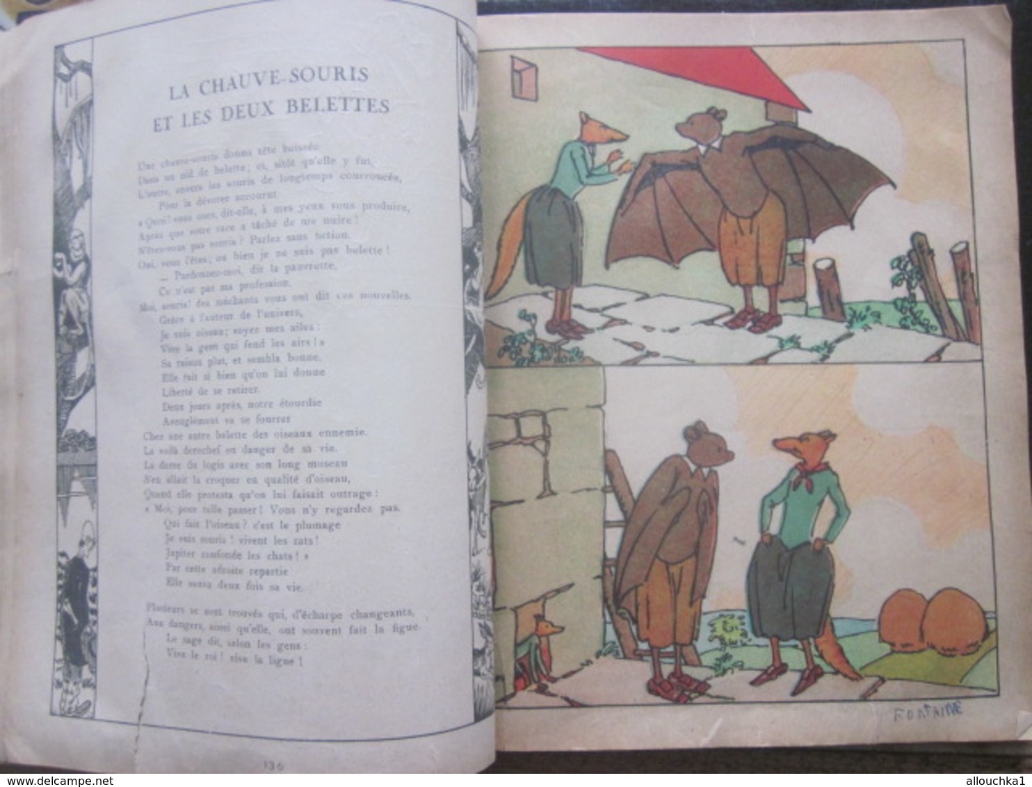 LES FABLES DE LA FONTAINE TEXTES & IMAGES en CHROMOS ANCIEN LIVRE JUNIOR A COLORIER-100 PAGES-FAIRE DÉFILER LES SCANNS