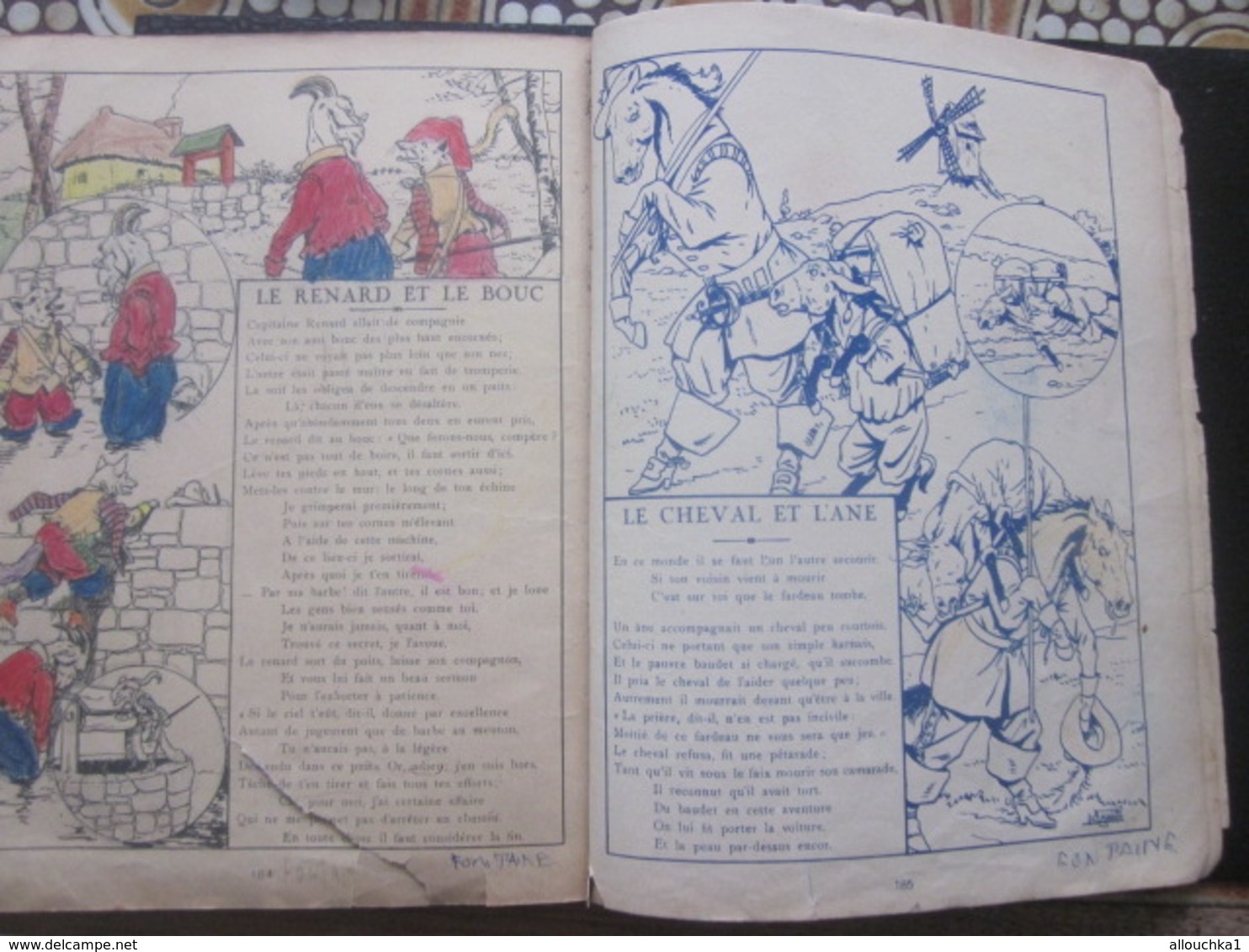 LES FABLES DE LA FONTAINE TEXTES & IMAGES en CHROMOS ANCIEN LIVRE JUNIOR A COLORIER-100 PAGES-FAIRE DÉFILER LES SCANNS