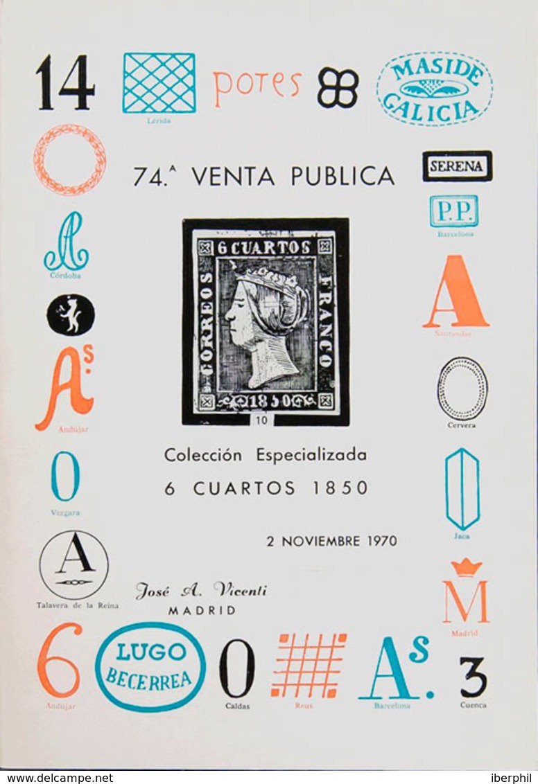 44 1970. Subasta COLECCION ESPECIALIZADA 6 CUARTOS NEGRO. Catálogo De José A. Vicenti. Madrid, 2 De Noviembre De 1970. ( - Altri & Non Classificati