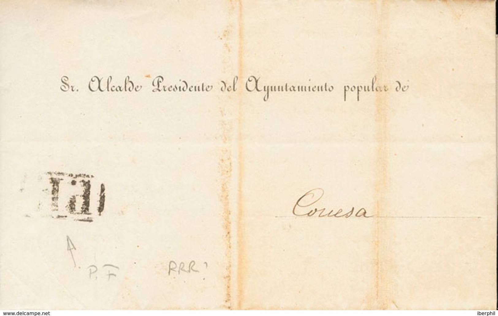 159 1870. TARRAGONA A CONESA. Marca P.F. De Reus (P.E.16) Edición 2004. MAGNIFICA Y RARISIMA, ES LA PRIMERA VEZ QUE LA O - ...-1850 Prefilatelia