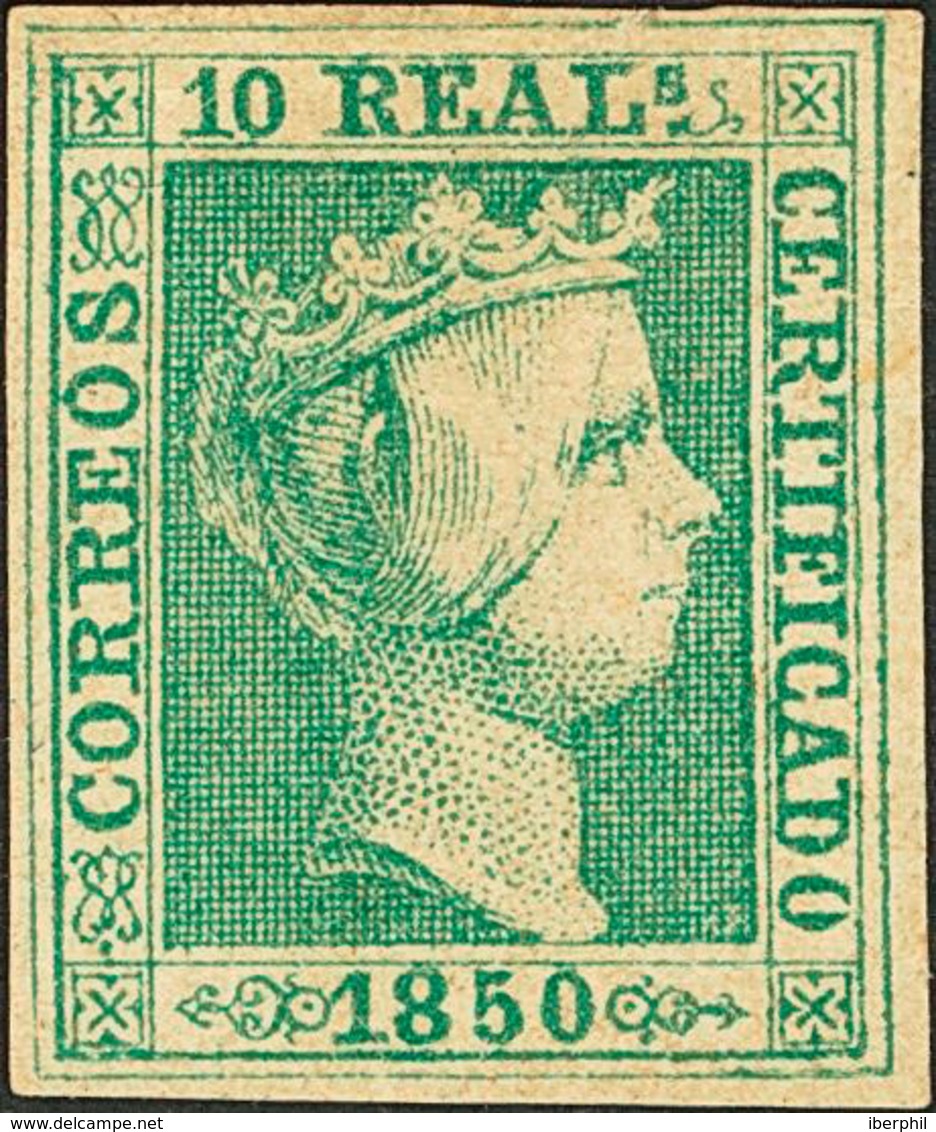 191 1850. * 5. 10 Reales Verde. Color Muy Intenso. MAGNIFICO. Cert. GRAUS. Edifil 2018: 6300? - Otros & Sin Clasificación