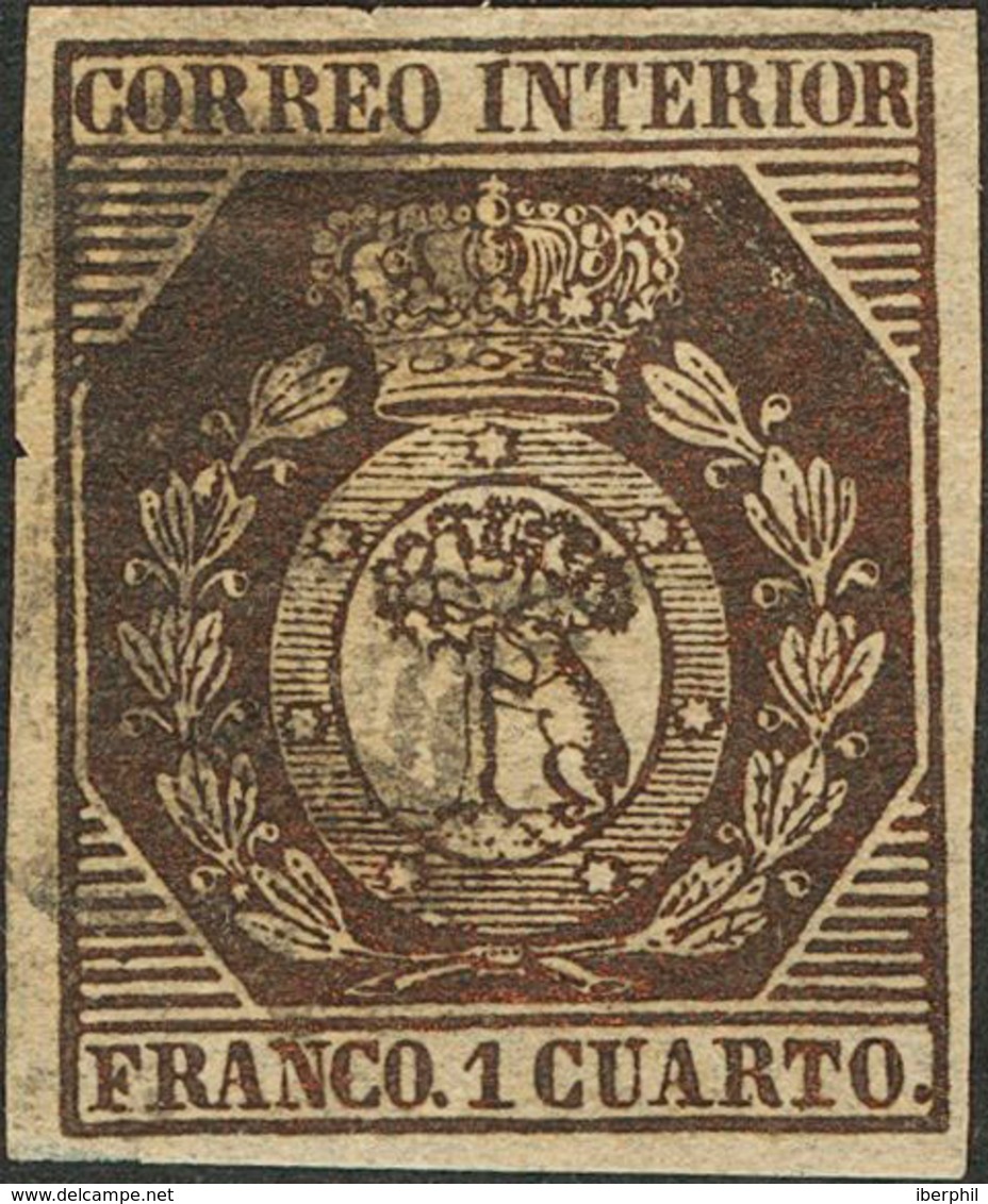 219 1853. º 22. 1 Cuarto Bronce. Color Muy Intenso. MAGNIFICO. Cert. CEM. Edifil 2018: 745? - Other & Unclassified