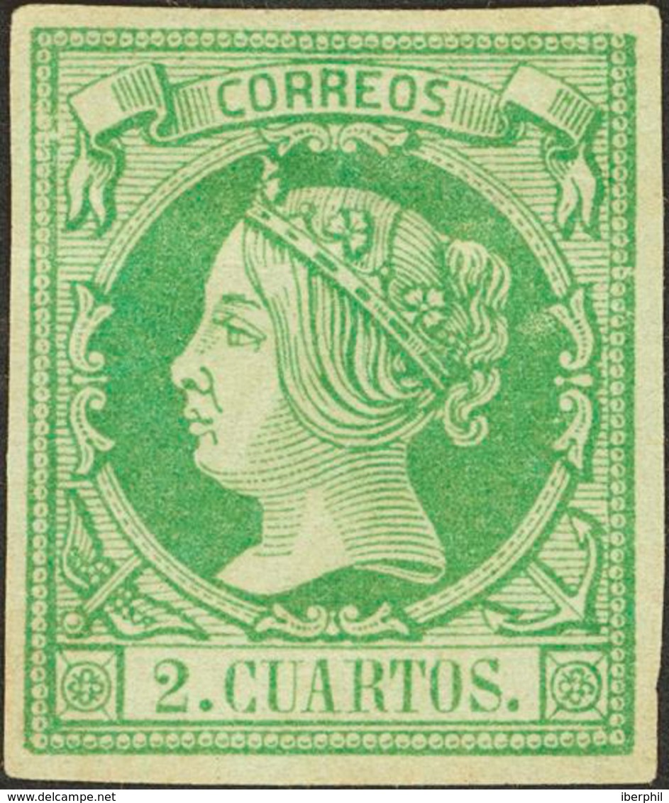 246 1860. (*) 51. 2 Cuartos Verde. MAGNIFICO. Cert. CEM. Edifil 2018: 475? - Otros & Sin Clasificación