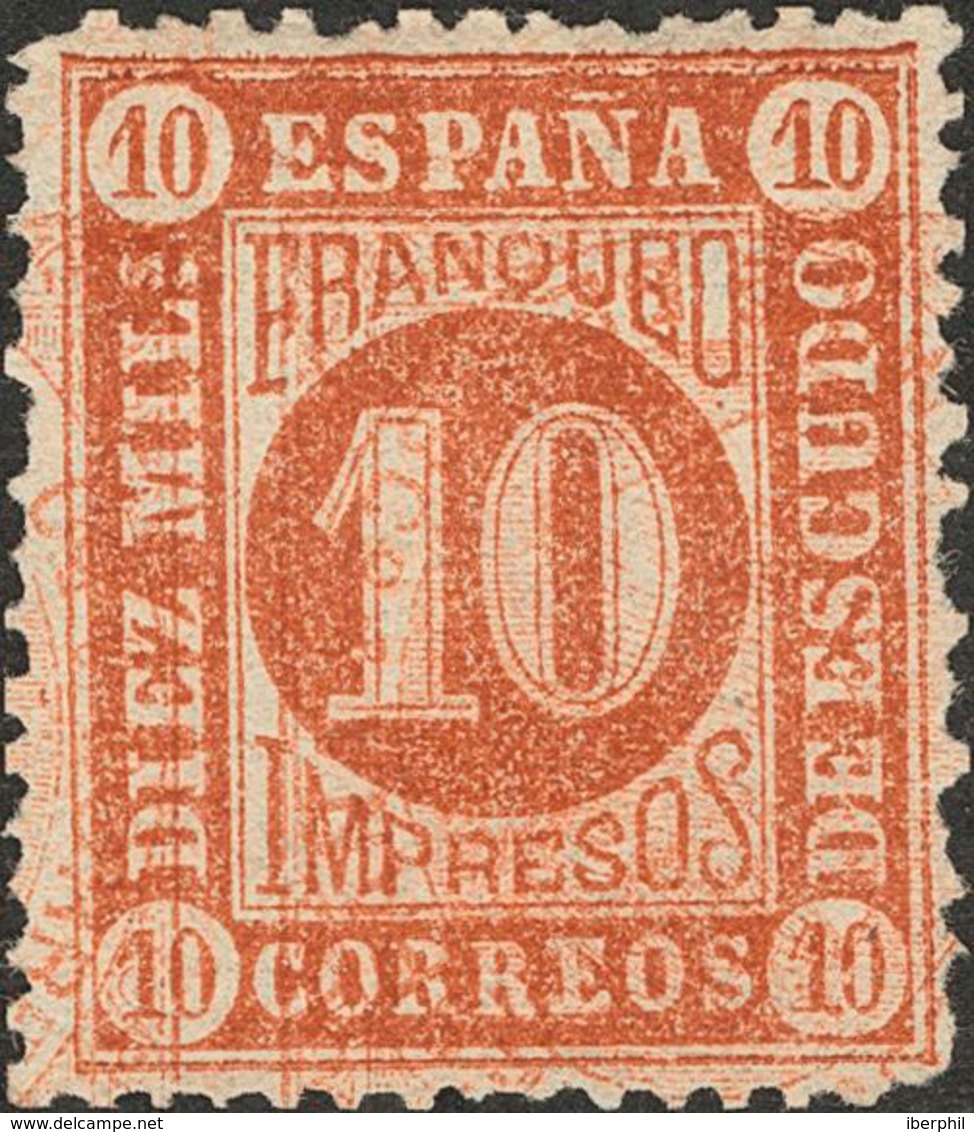 278 1867. (*) 94P. 10 Cts Castaño. ENSAYO DE COLOR, Con Impresión Muy Tenue De Un Sello De 1867 De Isabel II. BONITO E I - Otros & Sin Clasificación