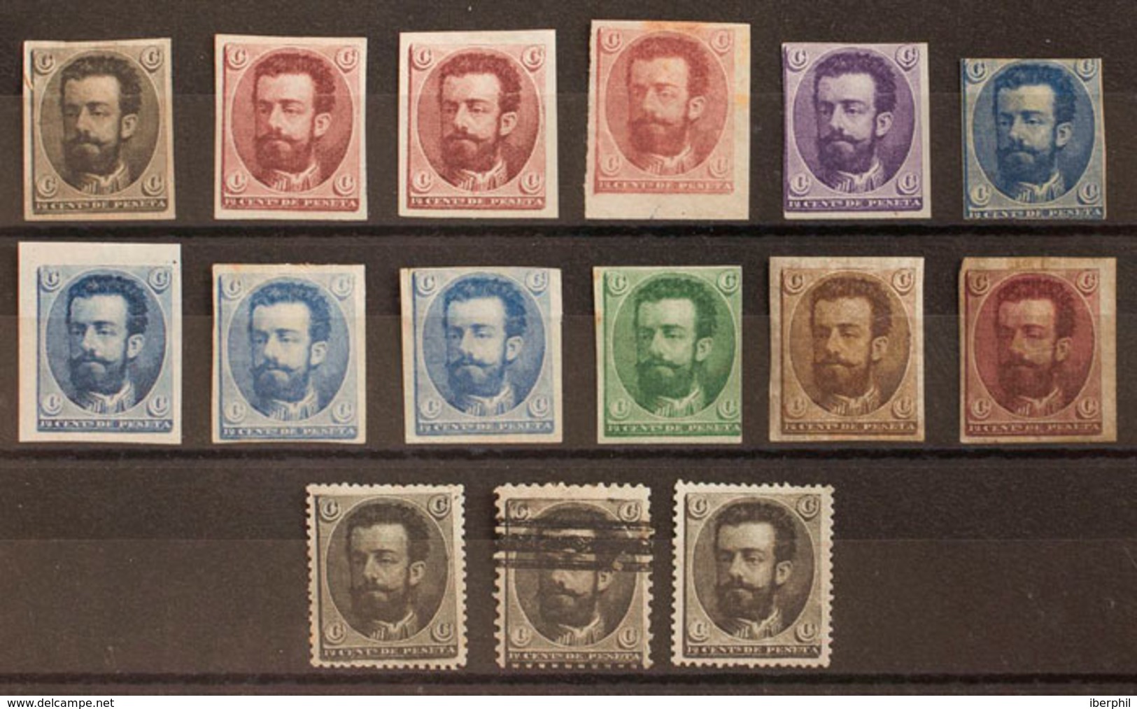 293 1872. Interesante Conjunto De Quince ENSAYOS DE COLOR, De Un Diseño No Adoptado Del 12 Cts, En Diferentes Colores (d - Otros & Sin Clasificación