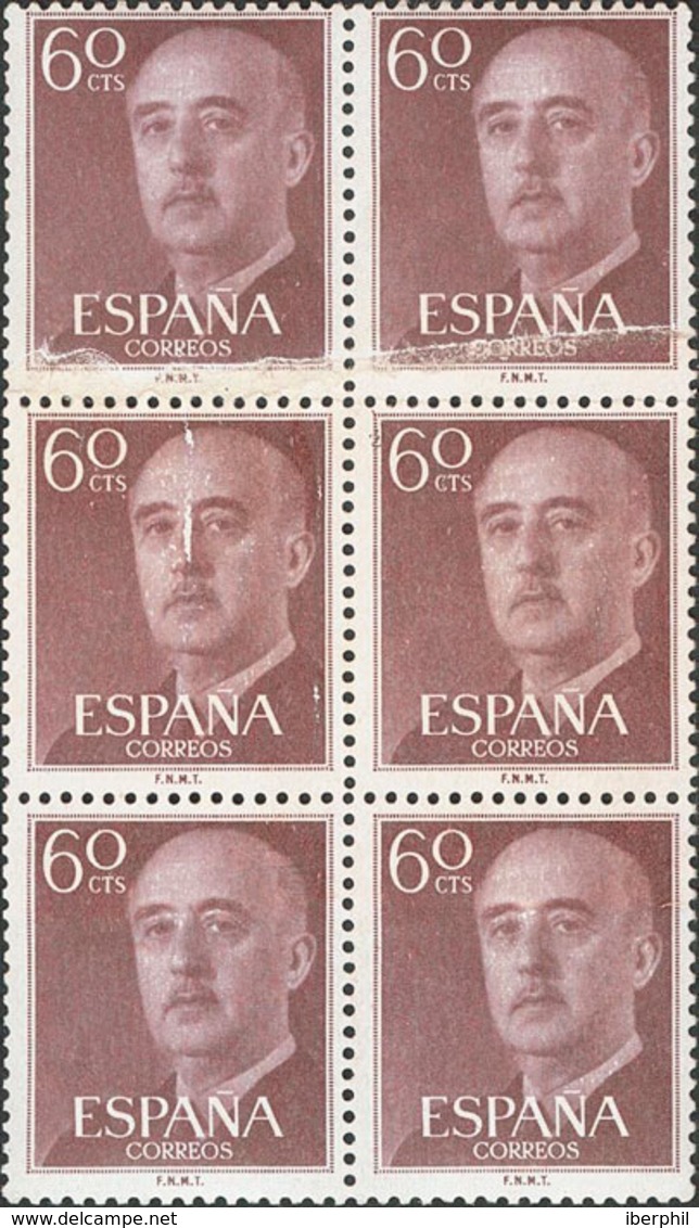 783 1955. ** 1150x(4). 60 Cts Castaño Gris, Bloque De Seis. Variedad Por EMPALME DEL PAPEL. MAGNIFICO Y RARO. - Otros & Sin Clasificación