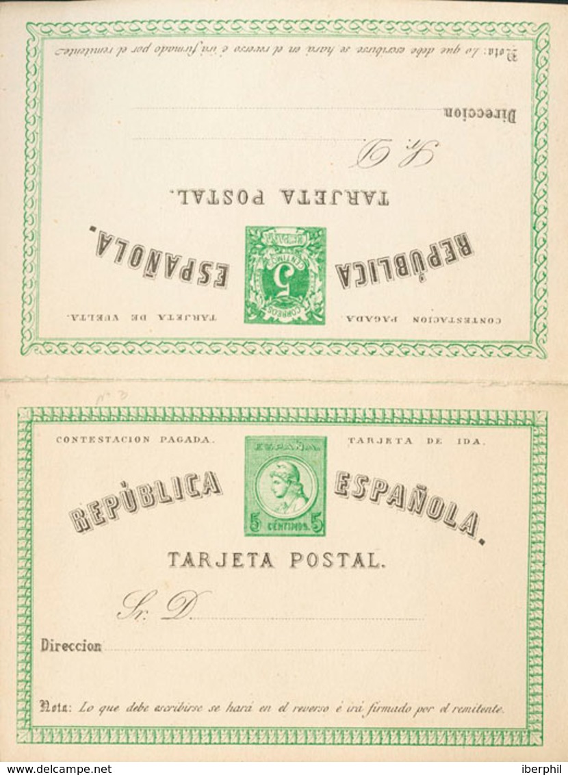 821 1873. (*) EP2. 5 Cts + 5 Cts Verde Sobre Tarjeta Entero Postal, De Ida Y Vuelta. MAGNIFICA. Edifil 2018: 102? - Other & Unclassified
