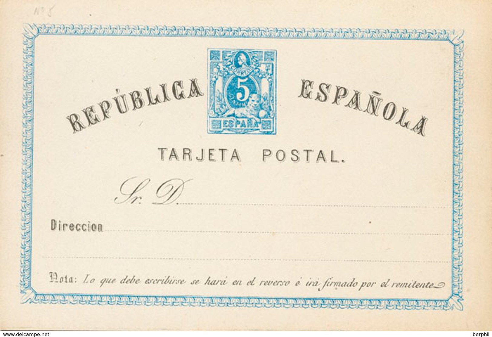 822 1873. (*) EP3. 5 Cts Azul Sobre Tarjeta Entero Postal. MAGNIFICA. Edifil 2018: 61? - Other & Unclassified