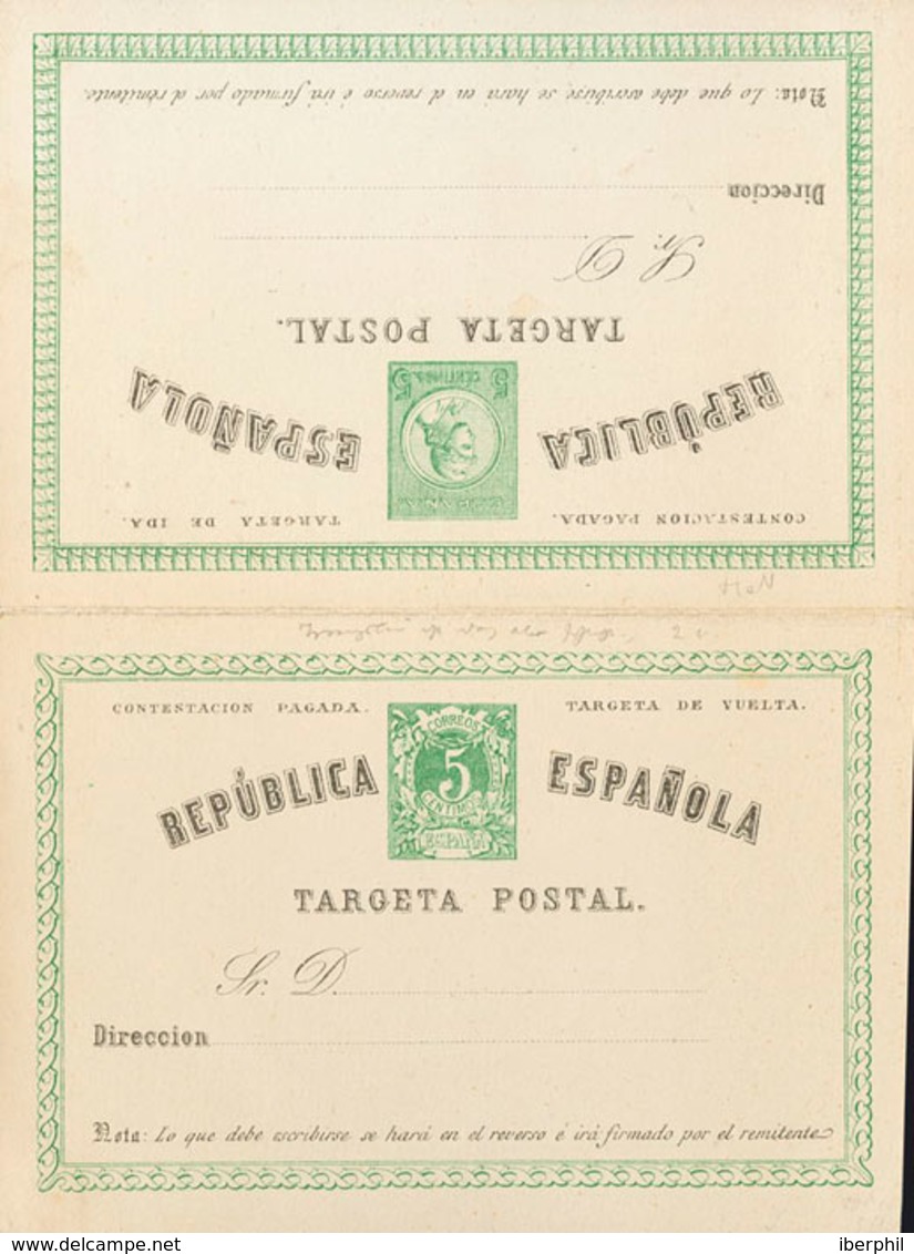 824 1873. (*) EP6. 5 Cts + 5 Cts Verde Sobre Tarjeta Entero Postal, De Ida Y Vuelta. MAGNIFICA. Edifil 2018: 110? - Otros & Sin Clasificación