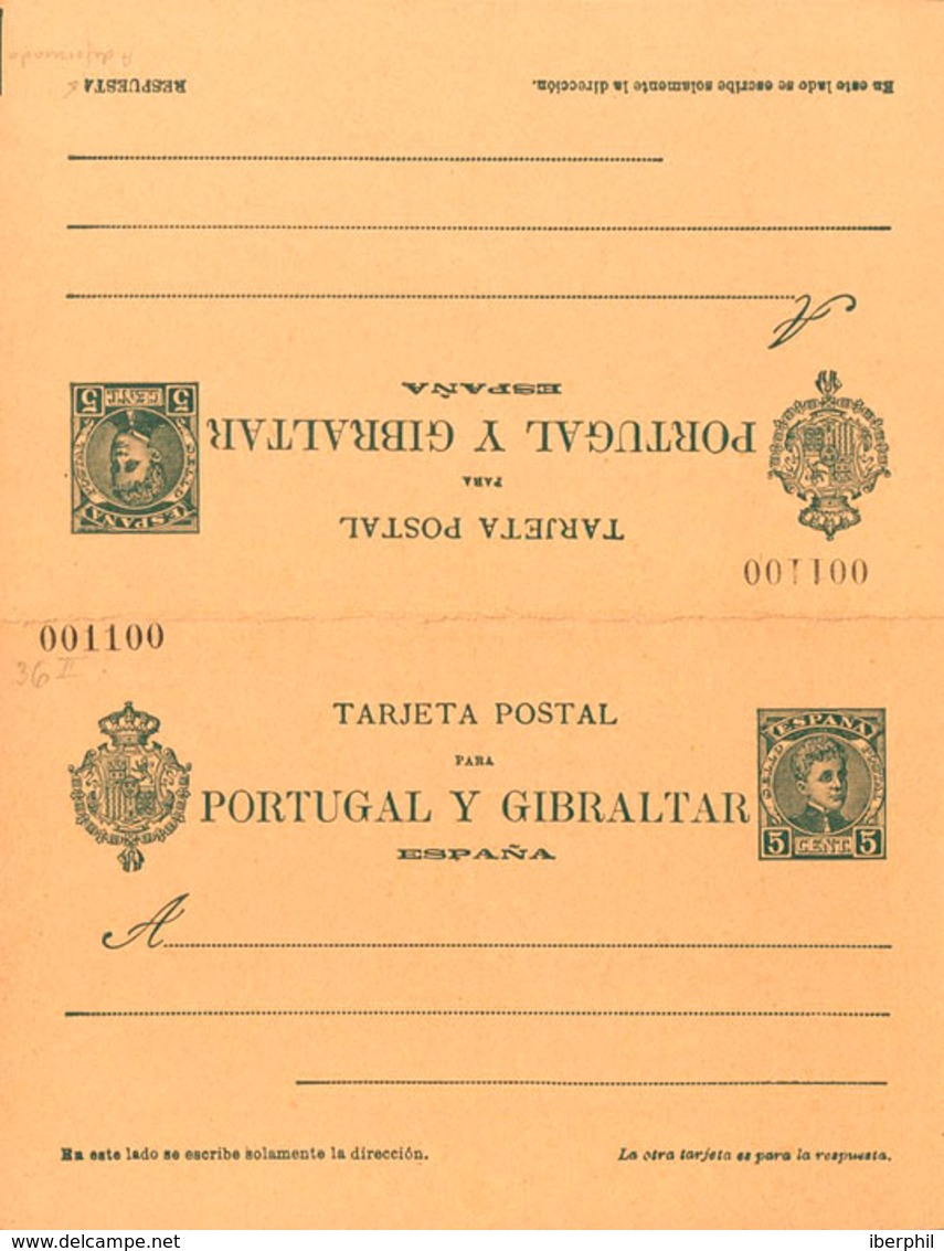 881 1903. (*) EP44. 5 Cts + 5 Cts Verde Azul Sobre Tarjeta Entero Postal, De Ida Y Vuelta. MAGNIFICA. Edifil 2018: 66? - Otros & Sin Clasificación