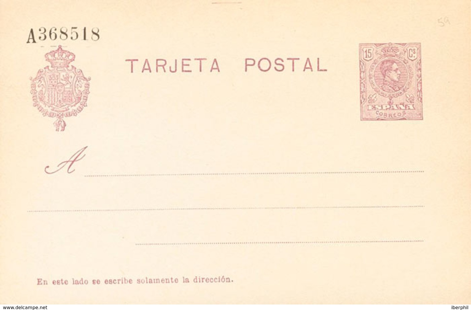 891 1910. (*) EP50. 15 Cts Violeta Sobre Tarjeta Entero Postal. MAGNIFICA. Edifil 2018: 88? - Other & Unclassified