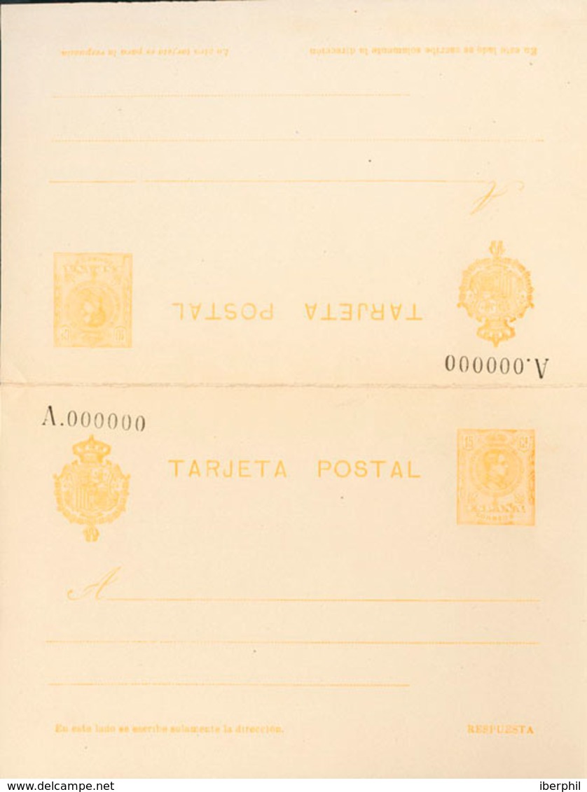 902 1910. (*) EPNE3. 10 Cts + 15 Cts Amarillo Sobre Tarjeta Entero Postal, De Ida Y Vuelta. NO EMITIDA. MAGNIFICA Y RARA - Other & Unclassified