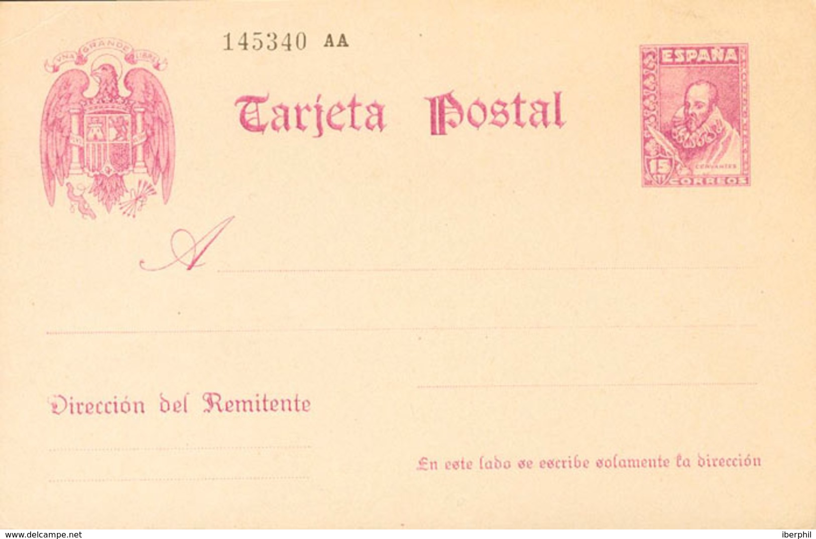 945 1938. (*) EP82. 15 Cts Violeta Sobre Tarjeta Entero Postal. MAGNIFICA. Edifil 2018: 89? - Other & Unclassified