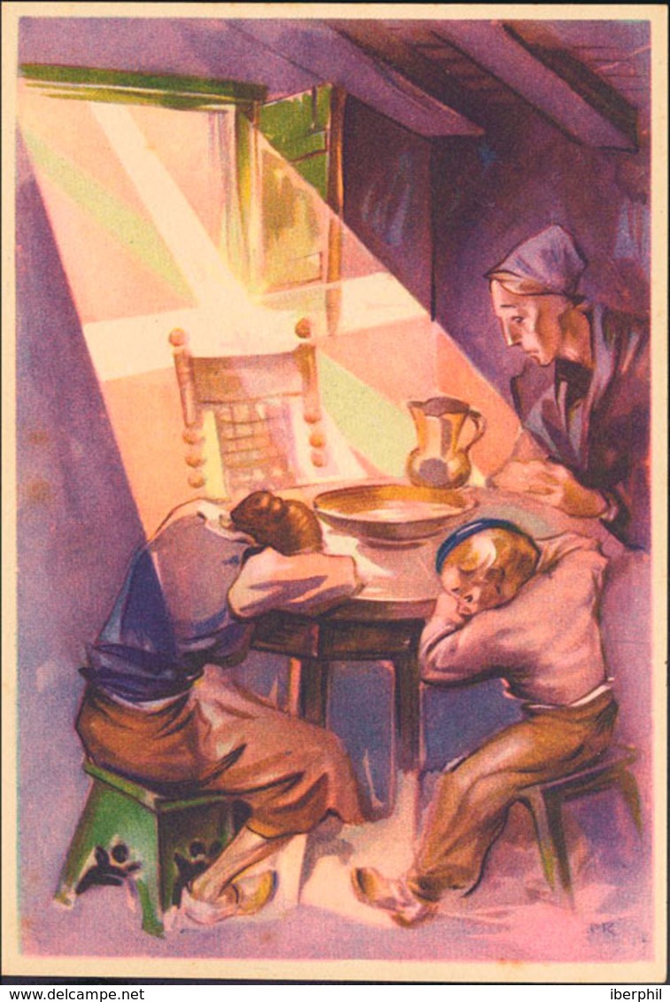 987 (1936ca). Tarjeta Postal Ilustrada (Hogar). Departamento De Propaganda De La Delegación Del Gobierno De Euzkadi En C - Sonstige & Ohne Zuordnung