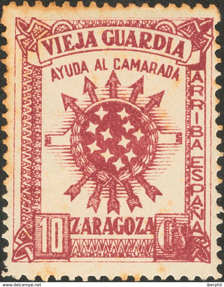 1076 1937. 10 Cts Castaño Violeta (conservación Habitual). ZARAGOZA. VIEJA GUARDIA. BONITO. (Allepuz 41) - Otros & Sin Clasificación