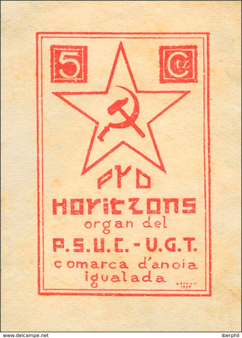 1082 1936. 5 Cts Rojo (conservación Habitual). PRO HORITZONS. P.S.U.C.-U.G.T. BONITO Y RARO. (Guillamón 1830, Domenech 6 - Otros & Sin Clasificación