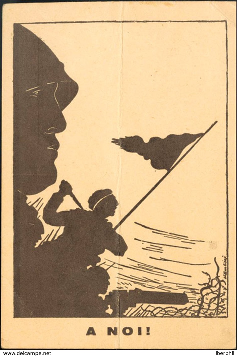 1092 1937. Tarjeta Postal De La 1ª DIVISIONE VOLUNTARI "DIO LO VUALE" (doblez Horizontal Sin Importancia). Dirigida A AR - Otros & Sin Clasificación