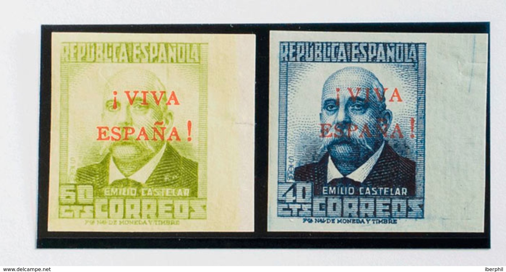 1104 1936. * 13s, 16s. 40 Cts Azul Y 60 Cts Verde Oliva, Bordes De Hoja. SIN DENTAR. MAGNIFICOS. Edifil 2017: 204? - Emisiones Nacionalistas