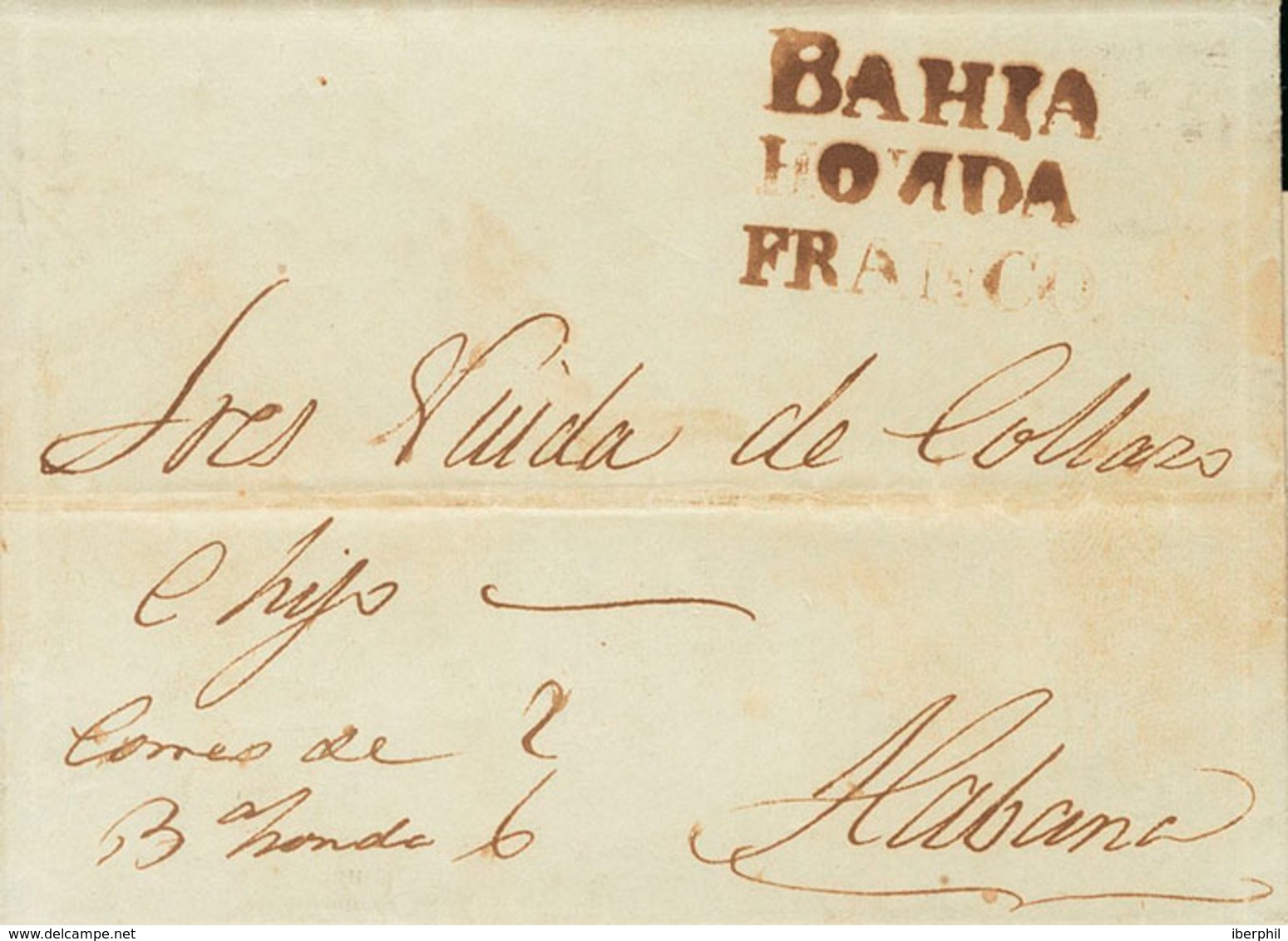 1157 1839. BAHIA HONDA A LA HABANA. Marcas BAHIA / HONDA Y FRANCA, En Tinta De Escribir (P.E.1 Y P.E.3) Edición 2004. MA - Cuba (1874-1898)