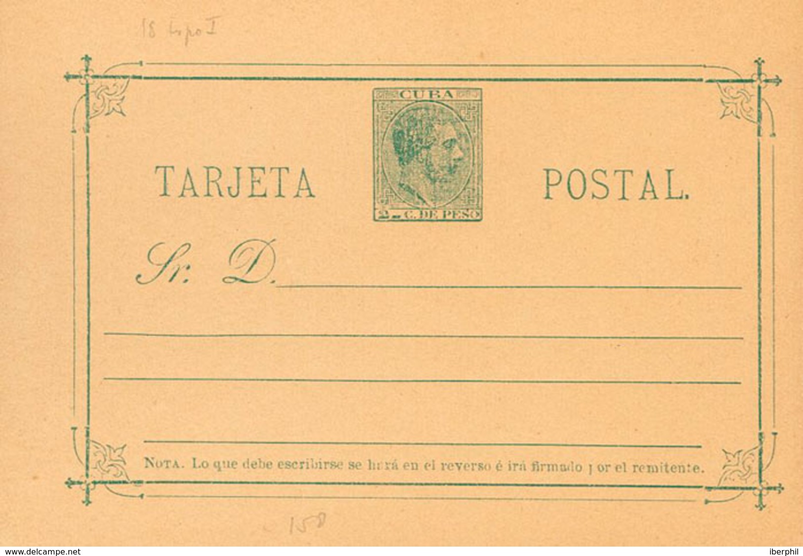 1333 1888. (*) EP21. 2 Cts Verde Sobre Tarjeta Entero Postal (margen Derecho Justo). BONITA Y RARA. Edifil 2018: 300? - Cuba (1874-1898)