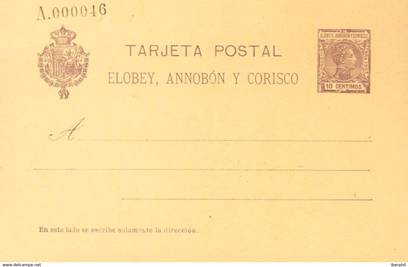 1342 1907. (*) EP5. 10 Cts Violeta Sobre Tarjeta Entero Postal. MAGNIFICA. Edifil 2018: 310? - Elobey, Annobon & Corisco