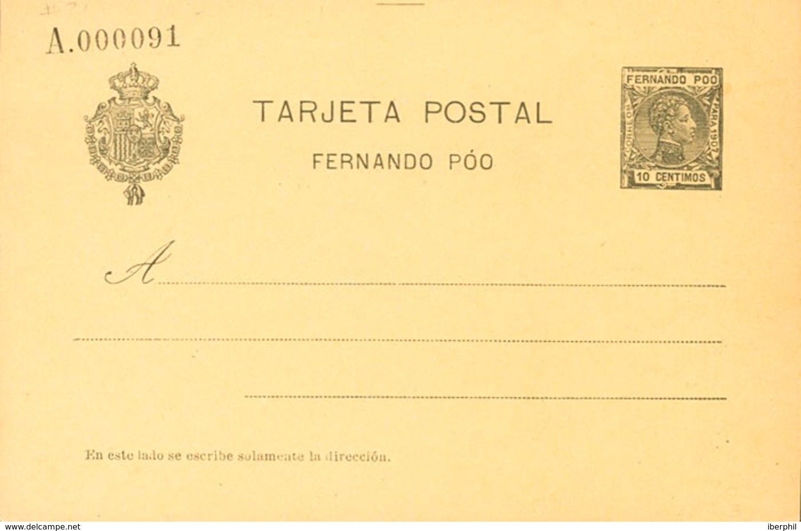 1372 1907. (*) EP21. 10 Cts Verde Negro Sobre Tarjeta Entero Postal. MAGNIFICA. Edifil 2018: 150? - Fernando Poo