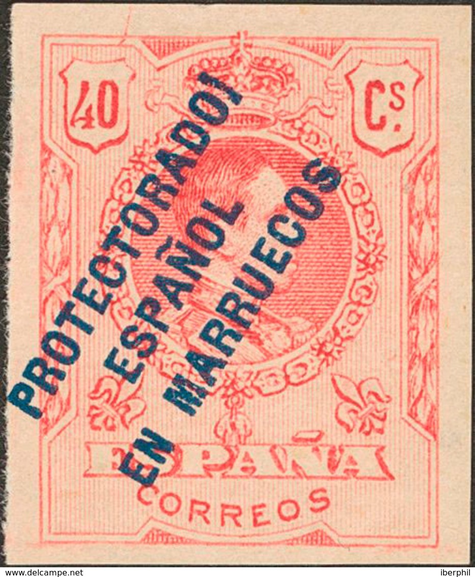 1452 1916. * 51hebCs. 40 Cts Rosa. SIN DENTAR Y Variedad PROTECTORADO "I". MAGNIFICO Y RARO, NO RESEÑADO. - Marruecos Español