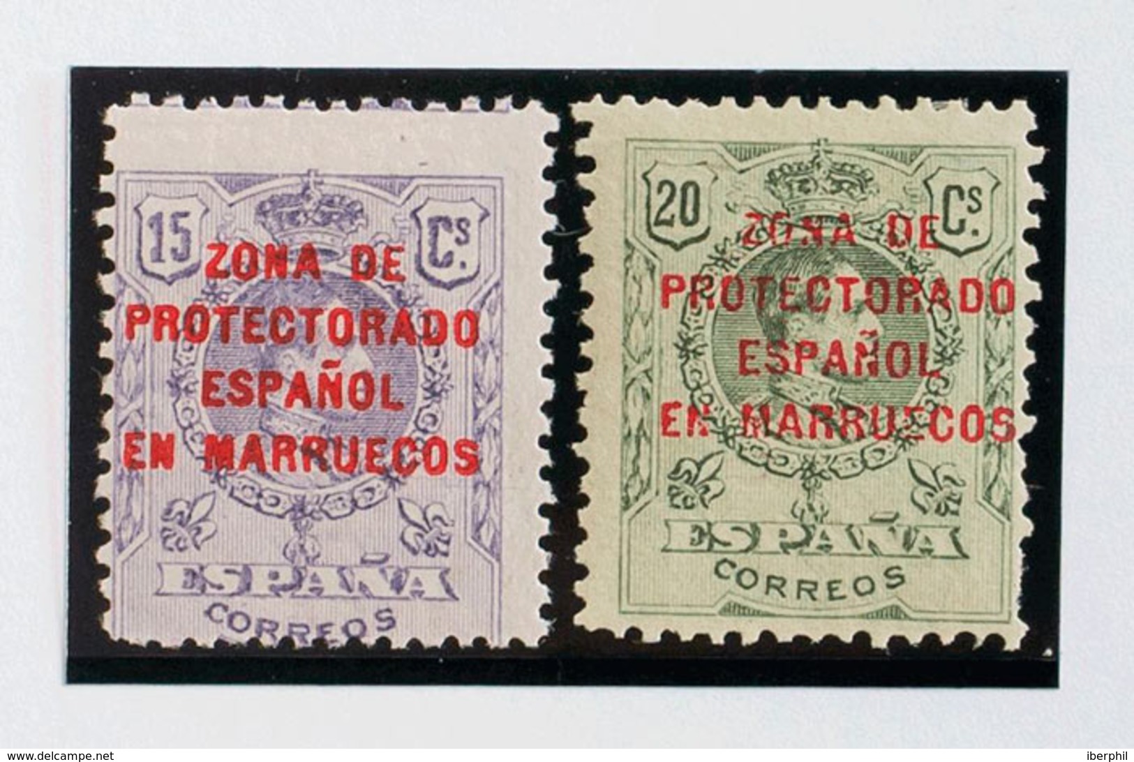 1453 1916. * NE3/4. 15 Cts Violeta Y 20 Cts Verde Oscuro. NO EMITIDOS. MAGNIFICOS Y RAROS. Edifil 2018: 336? - Spanish Morocco