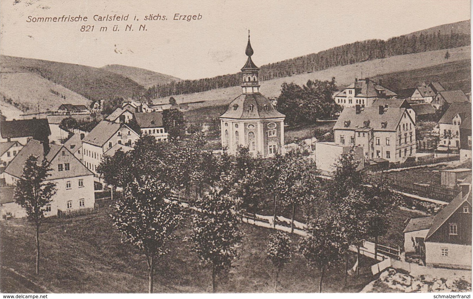 AK Carlsfeld Erzgebirge Kirche Gasthof ? A Eibenstock Oberwildenthal Morgenröthe Rautenkranz Sauersack Frühbuß Prebuz - Eibenstock