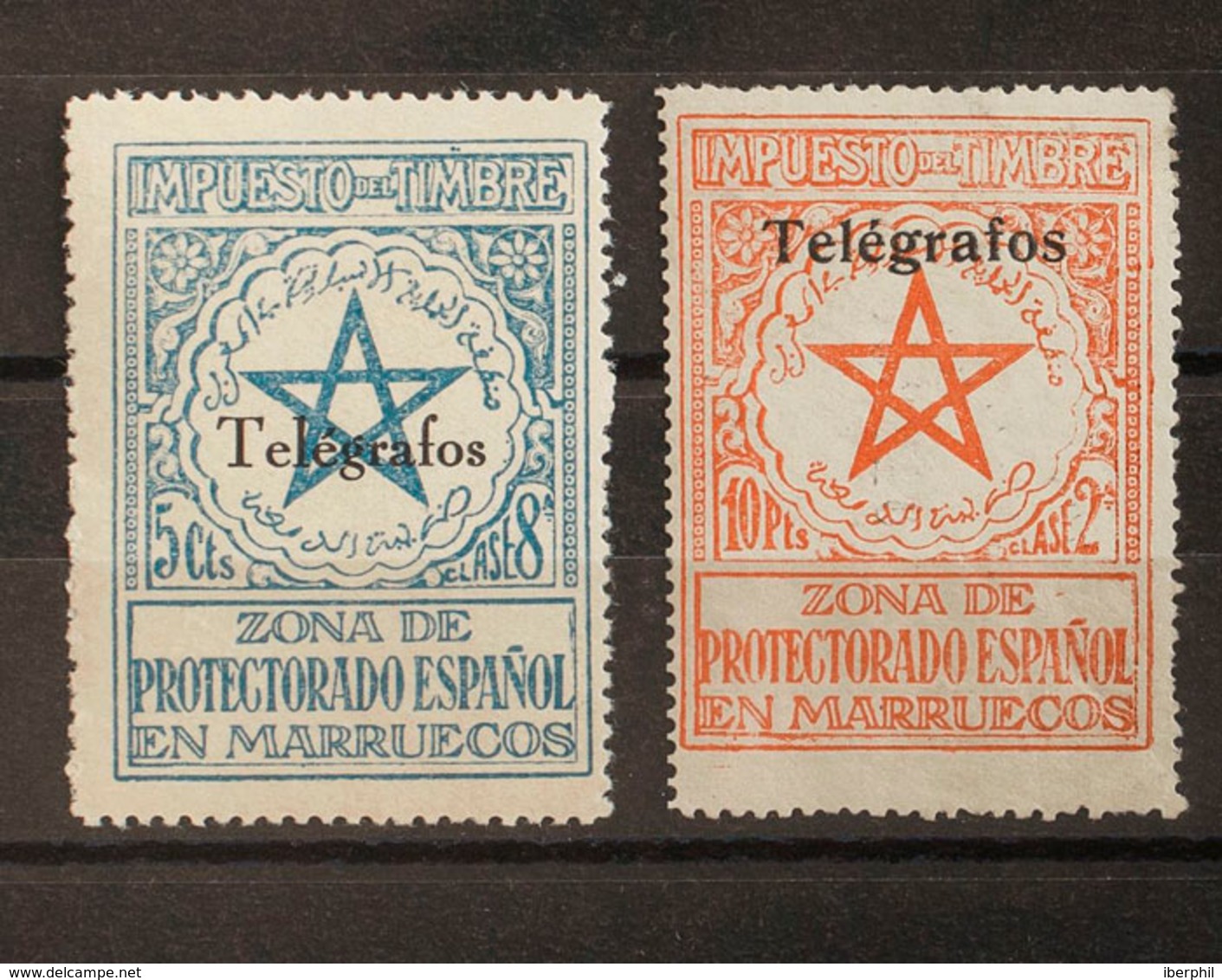 1513 1935. * 34M/N. 5 Cts Azul Y 10 Pts Naranja (sobrecarga Tipo III). MAGNIFICOS. Edifil 2013: 169? - Marruecos Español