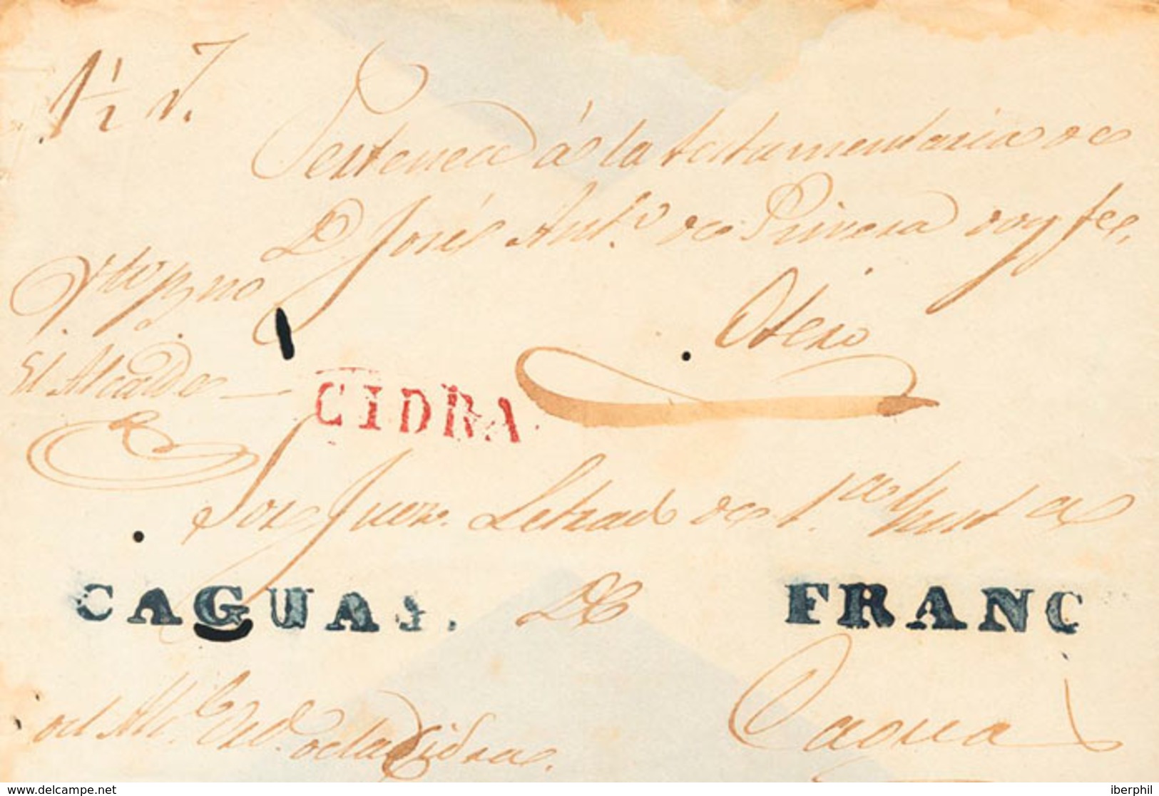 1562 1850. CIDRA A CAGUAS. Marcas CIDRA, En Rojo (P.E.1) Edición 2004 Y CAGUAS Y FRANCO, En Azul (P.E.1 Y P.E.2). MAGNIF - Puerto Rico