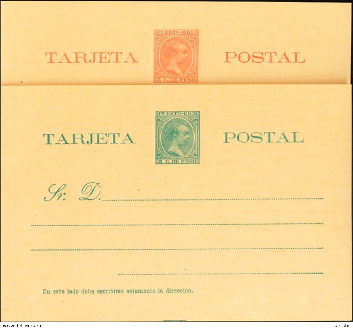 1575 1896. (*) EP7/8. 2 Ctvos Verde Azul Y 3 Ctvos Castaño Rojo Sobre Tarjetas Entero Postales. MAGNIFICAS. Edifil 2018: - Puerto Rico